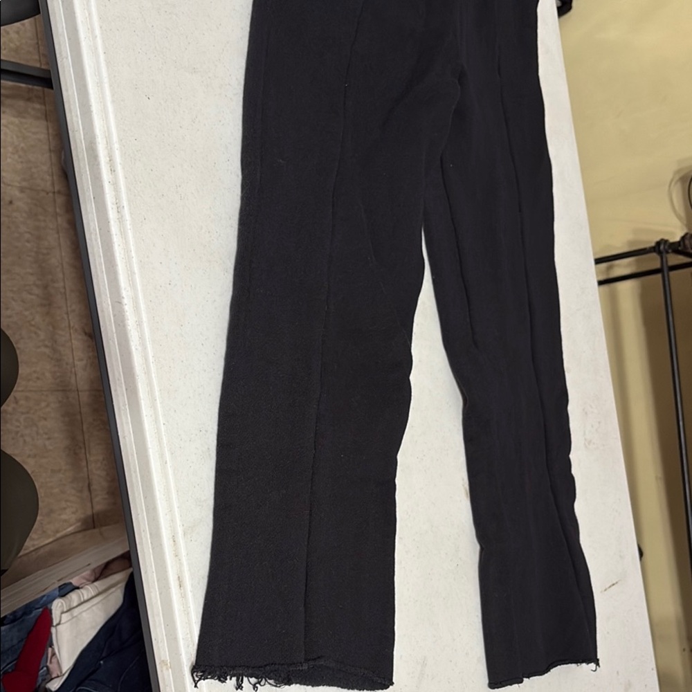 Black Frayed Hem Pants